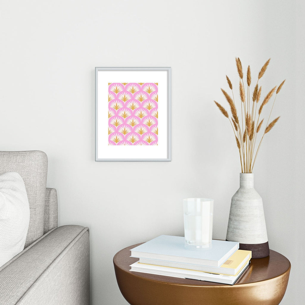 Jennifer Labre Pink Palmetto Metal Framed Art Print