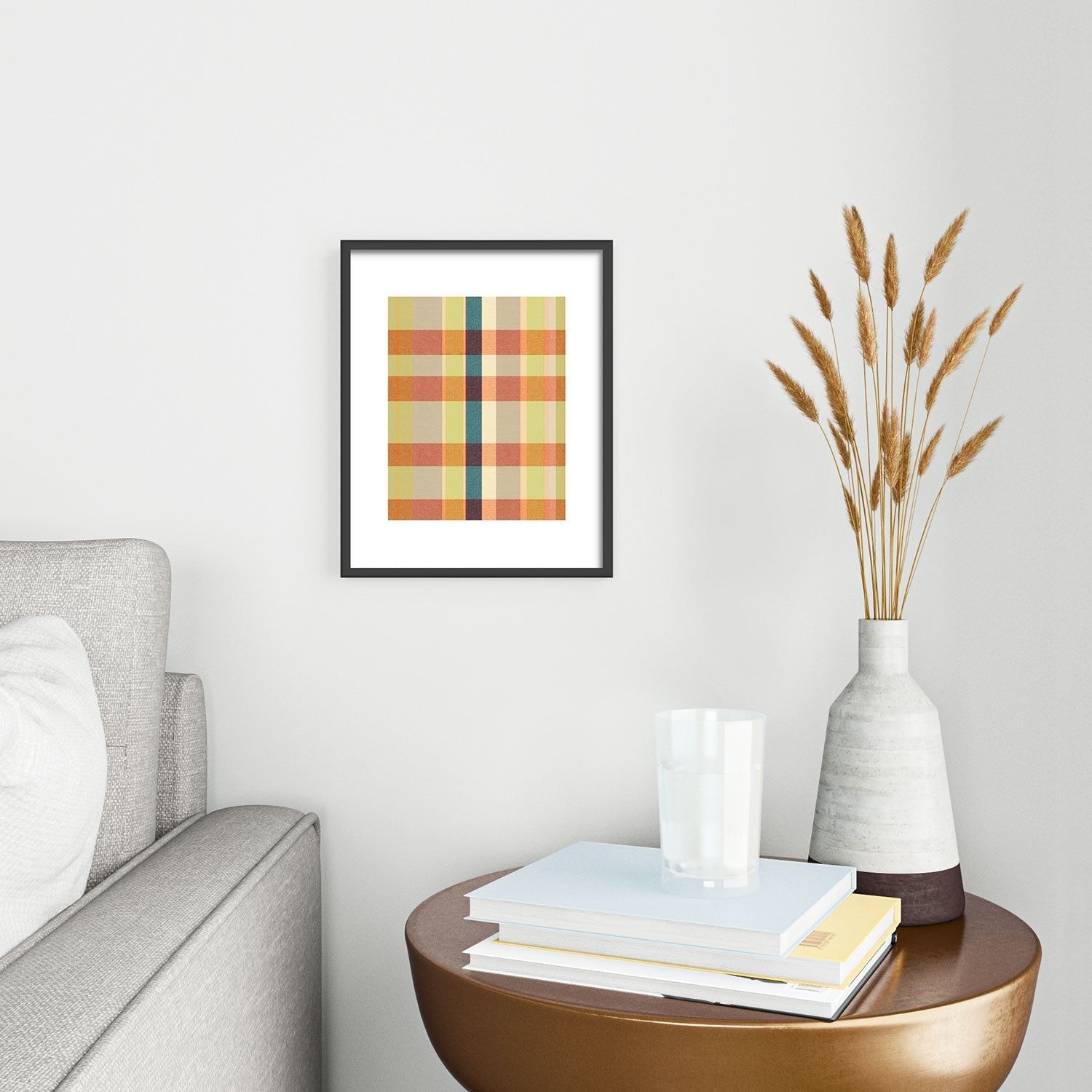 Marta Barragan Camarasa Retro Picnic Plaid Warm Tones Metal Framed Art Print