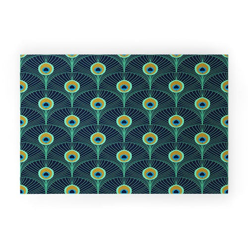 Design by Spark Peacock Deco Feathers Welcome Mat