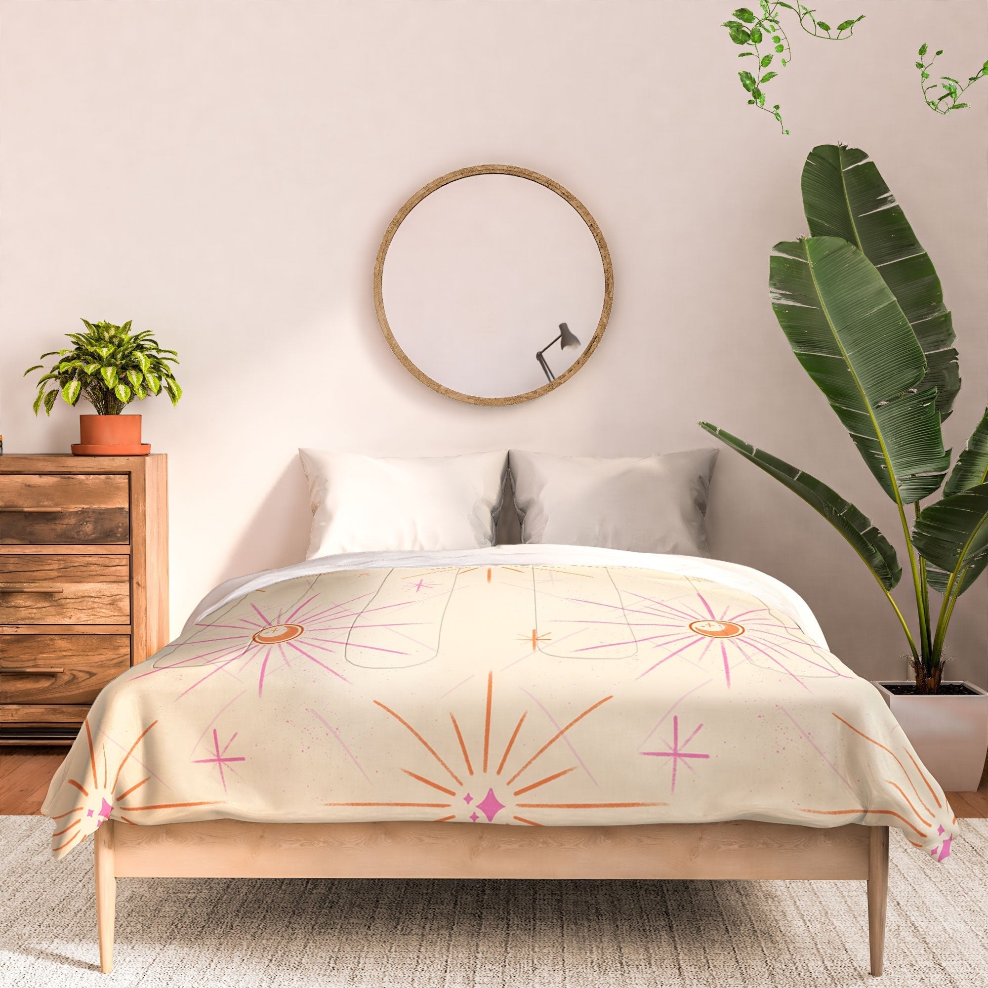 Little Om Pattern Little Moon cream Comforter