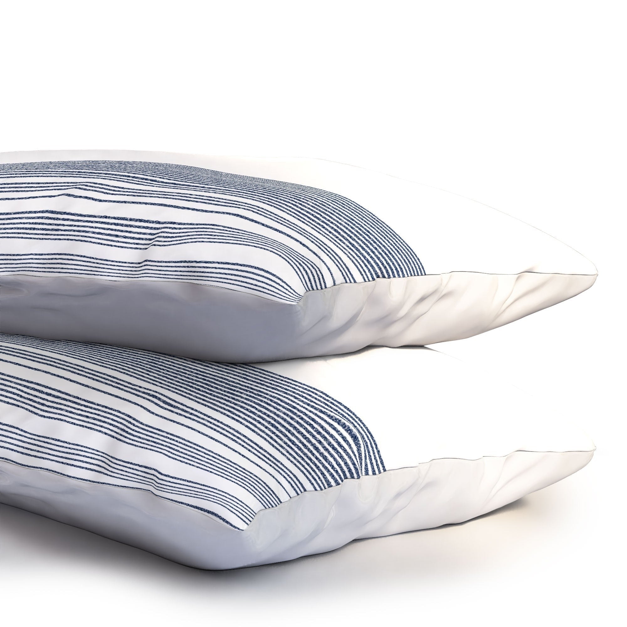Kierkegaard Design Studio organic stripes naut navy blue and white Pillow Shams