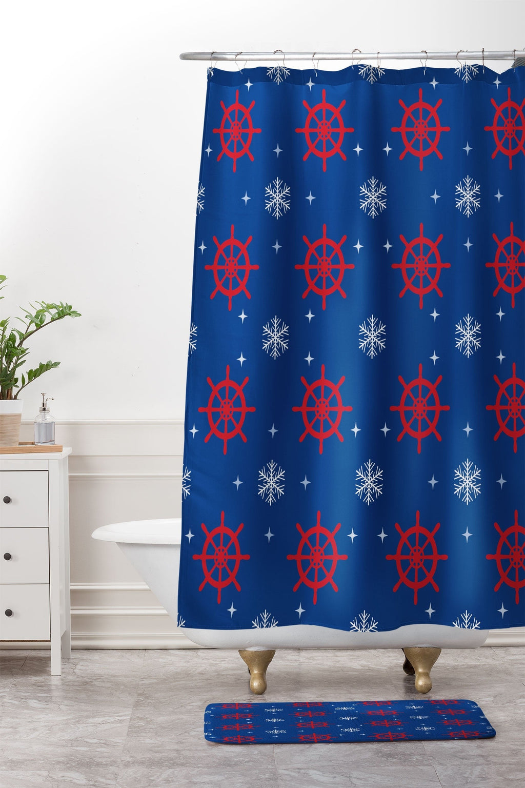 Design by Spark Holiday Helms and Snowflakes Memory Foam Bath Mat