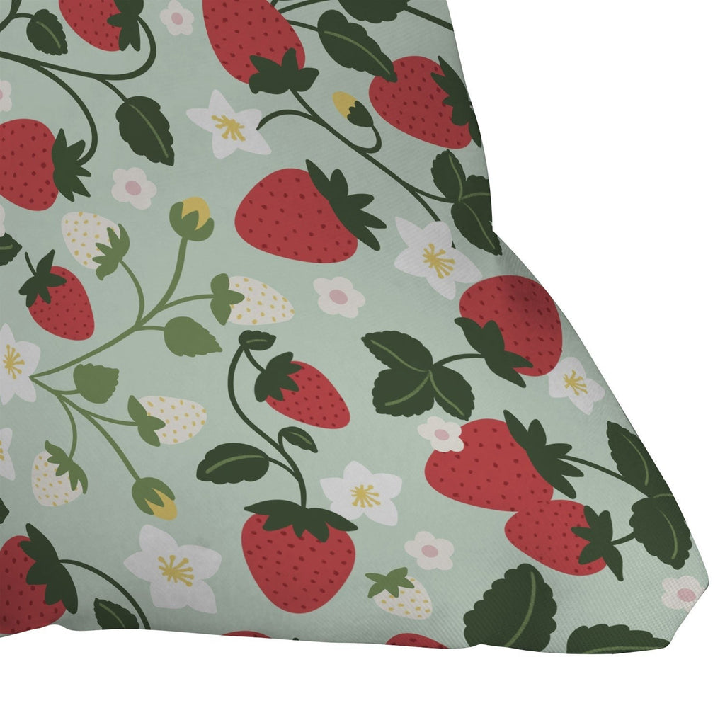 Design by Spark Strawberry Florals Fields Outdoor Throw Pillow