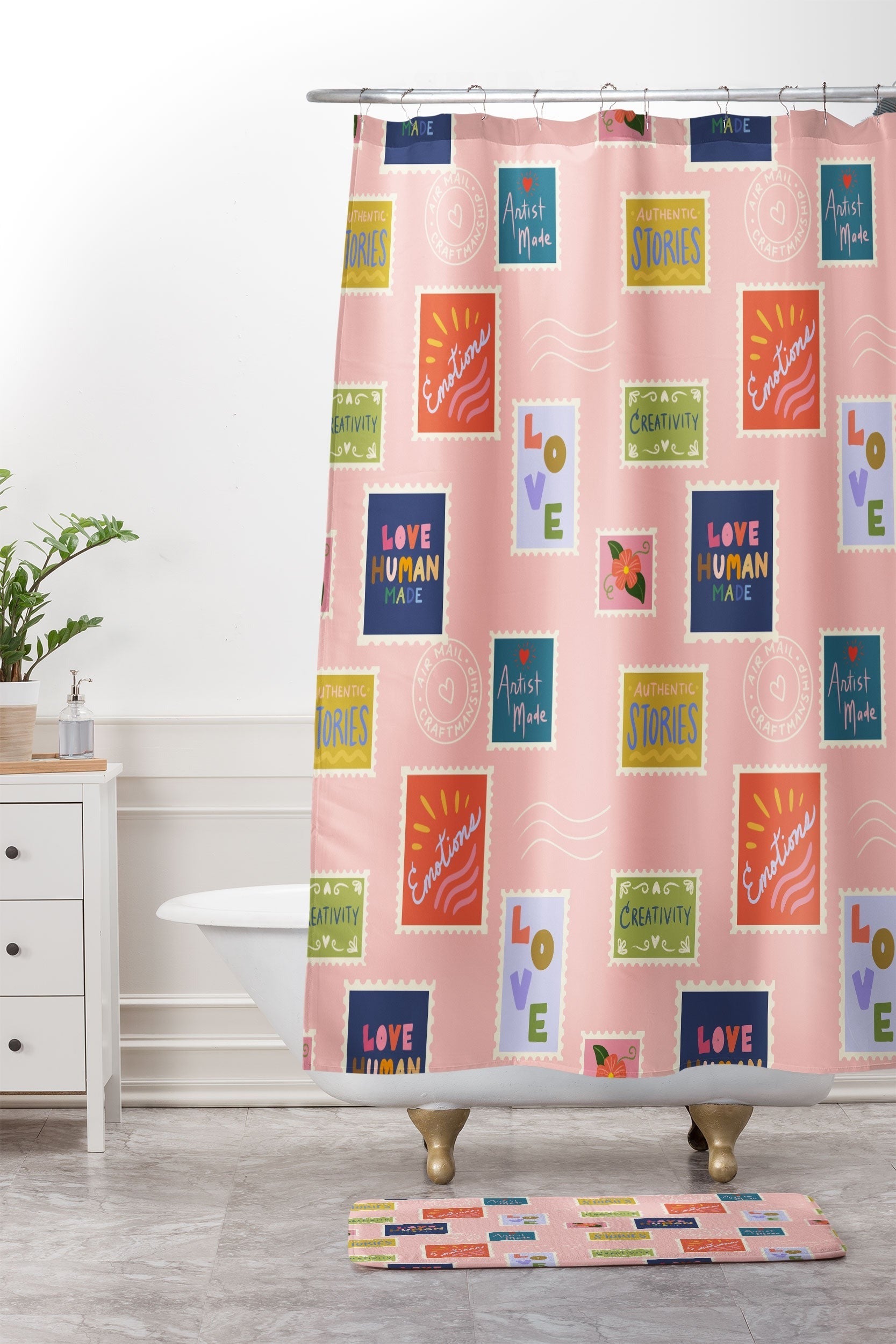 Design by Spark Love Human Made Stamps Memory Foam Bath Mat