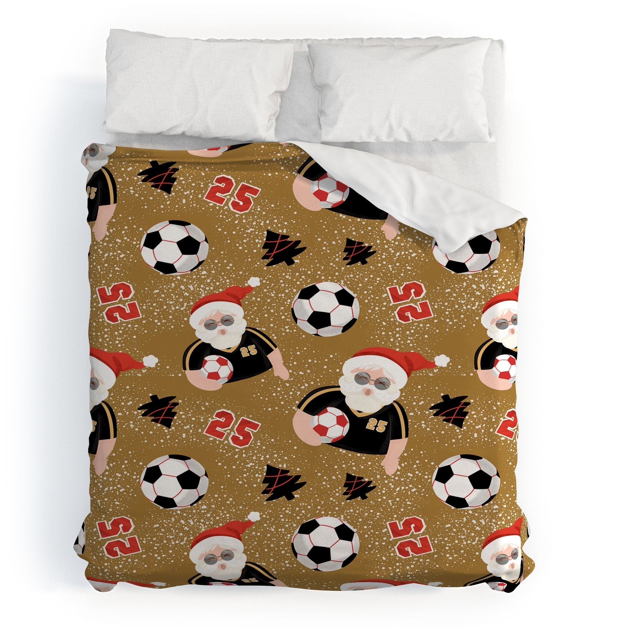 Design by Spark Sporty Soccer Santa Holiday Duvet Cover