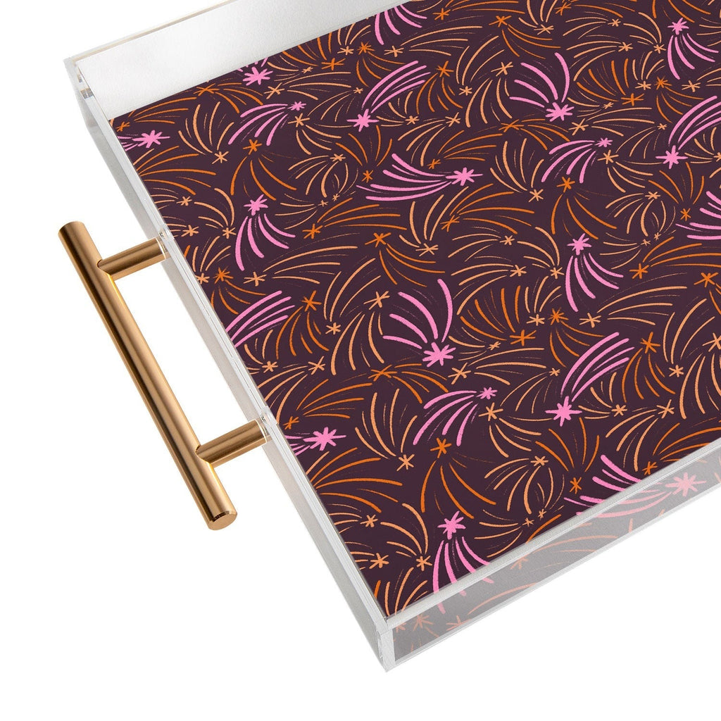 Little Om Pattern Shooting Stars plum Acrylic Tray