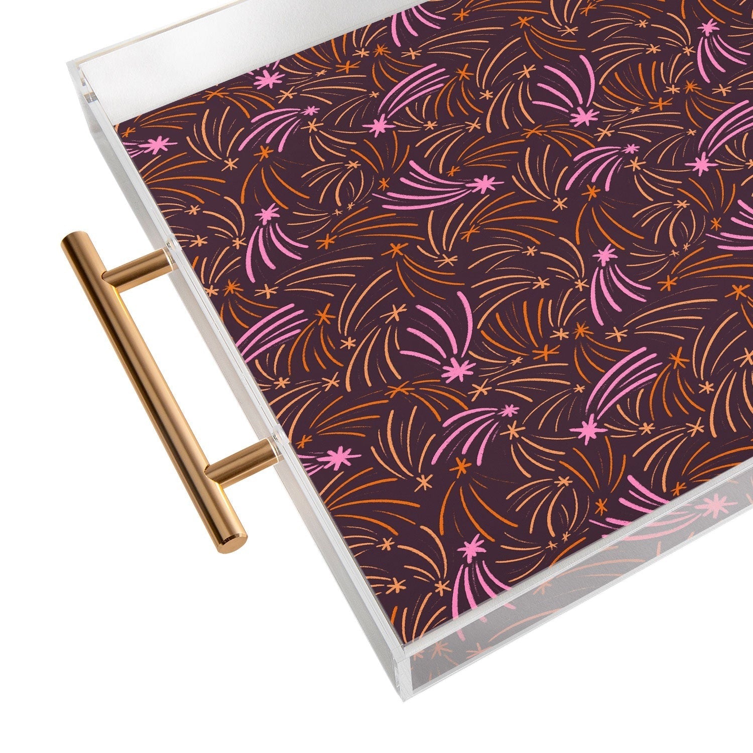 Little Om Pattern Shooting Stars plum Acrylic Tray