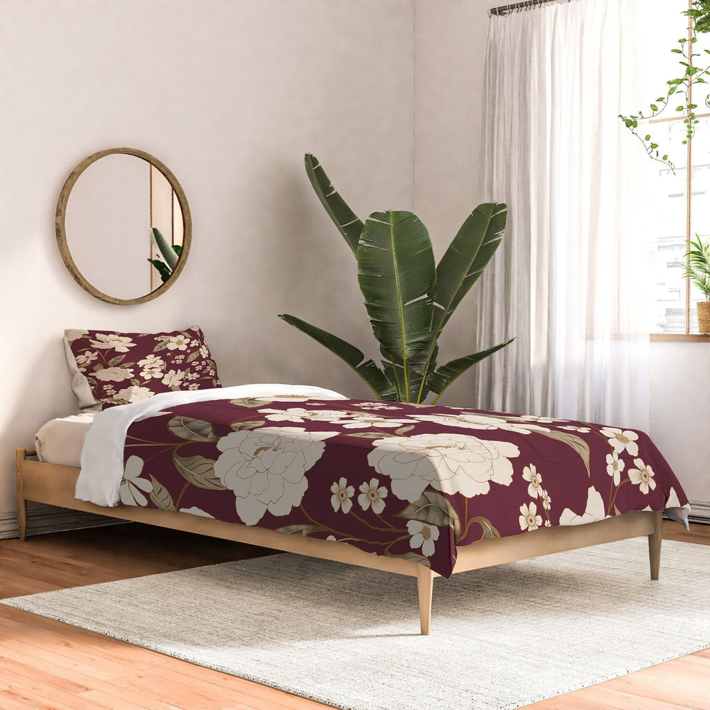 Gabriela Fuente Burgundy Floral Roberta Comforter