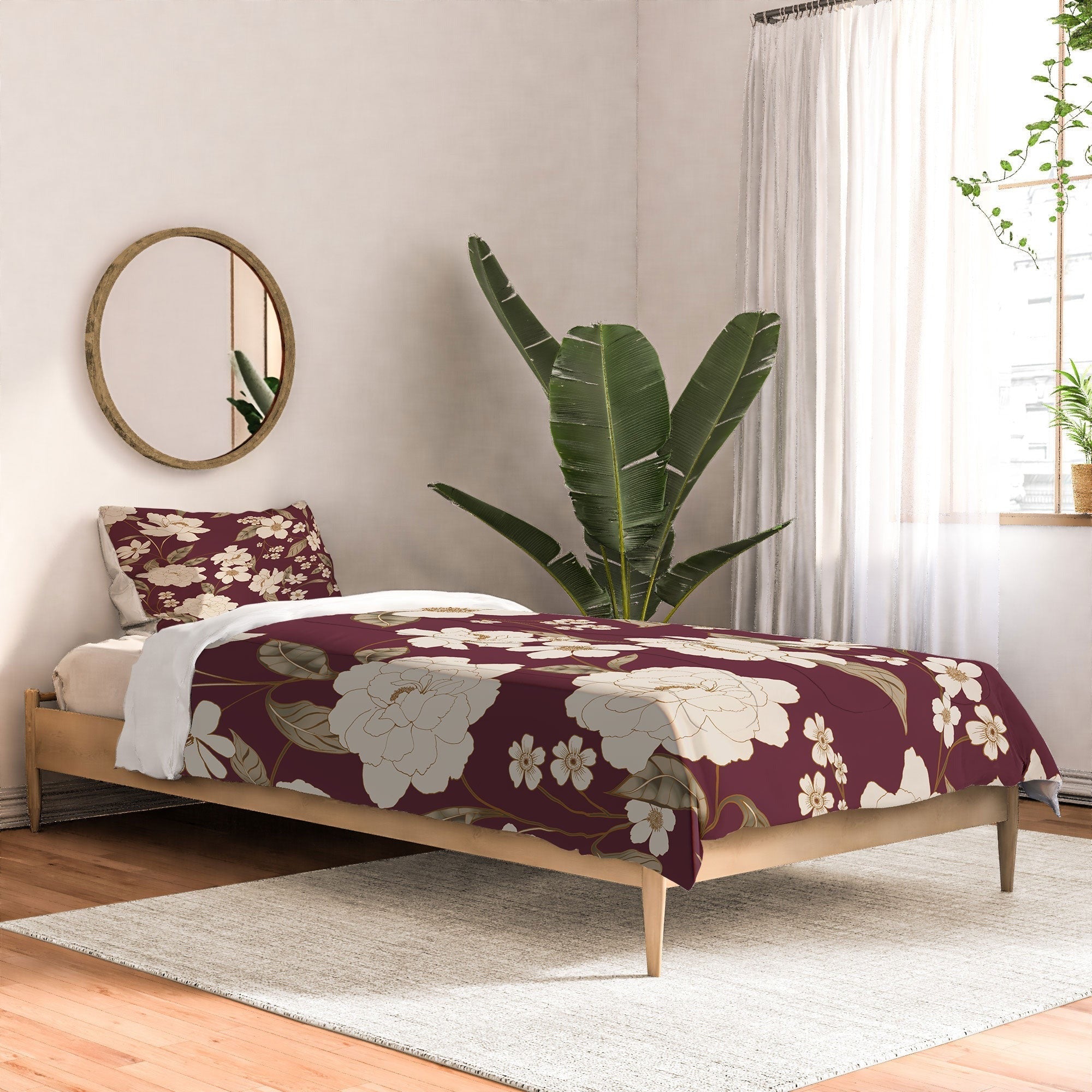 Gabriela Fuente Burgundy Floral Roberta Comforter