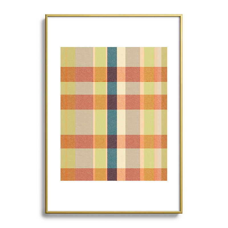 Marta Barragan Camarasa Retro Picnic Plaid Warm Tones Metal Framed Art Print