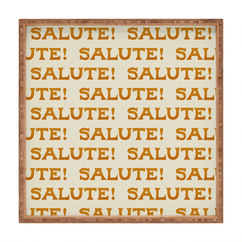 Jessica Molina Salute Gold Pattern on Cream Square Tray