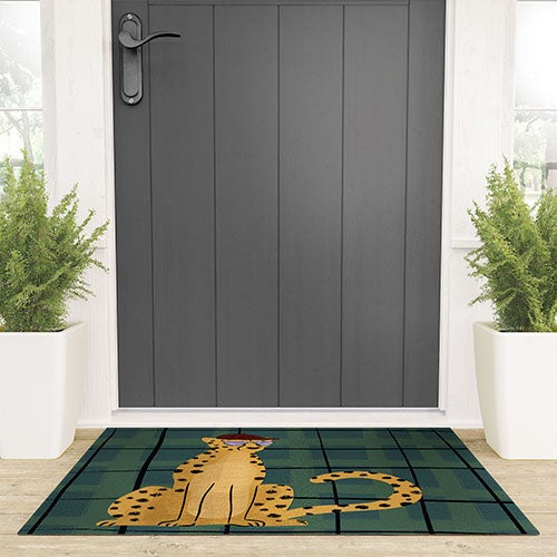 Design by Spark Cheetah Cool Cat Welcome Mat