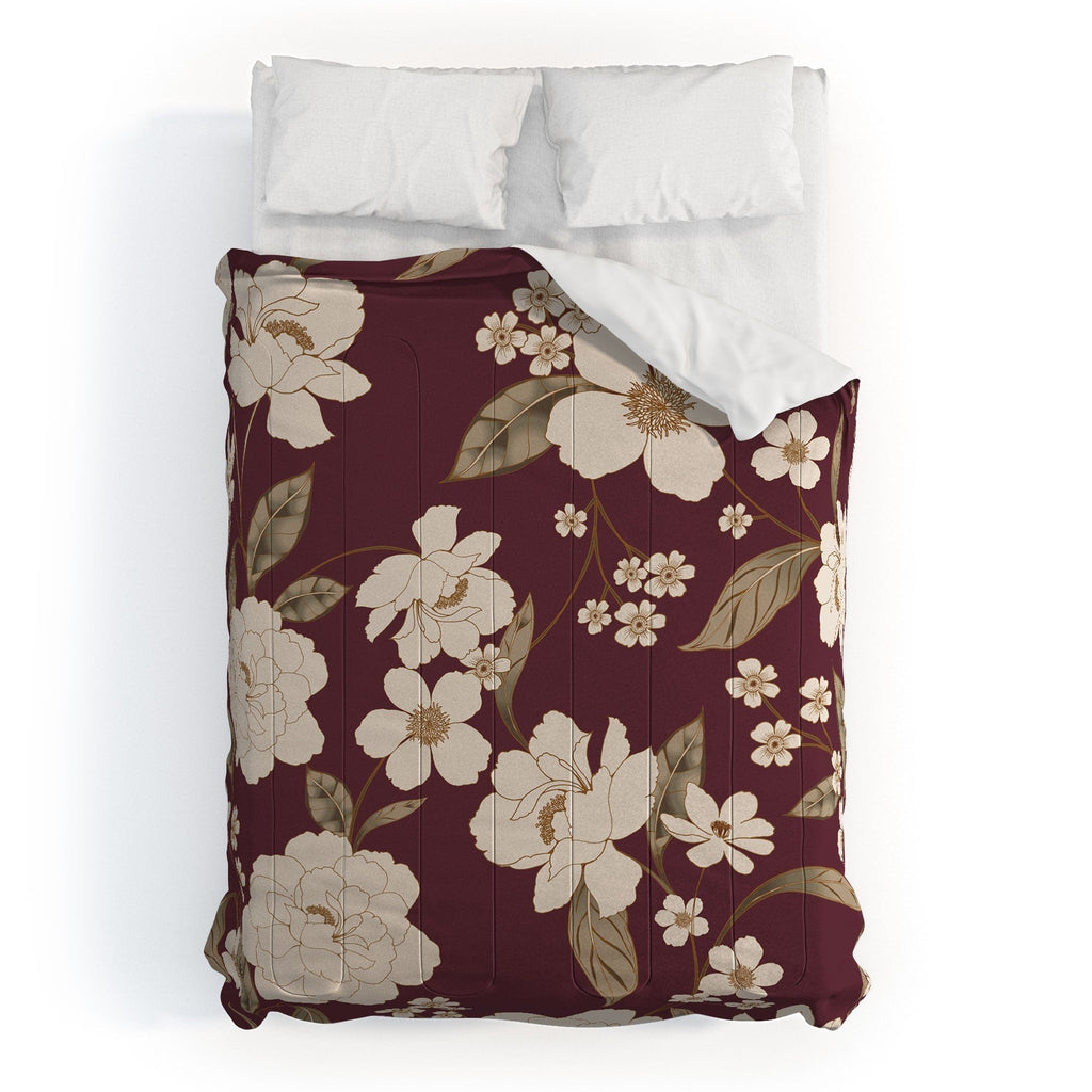 Gabriela Fuente Burgundy Floral Roberta Comforter