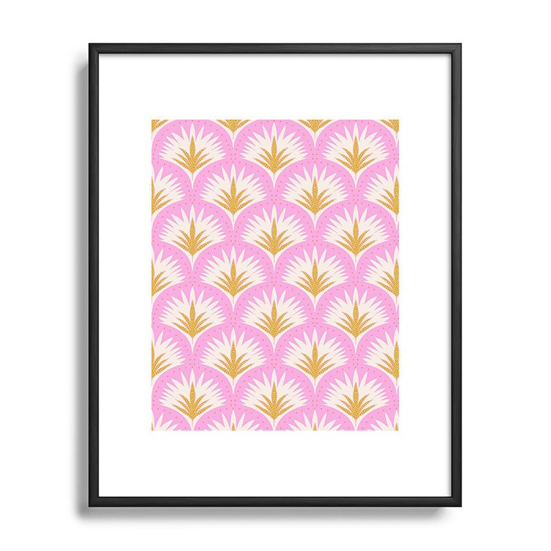 Jennifer Labre Pink Palmetto Metal Framed Art Print