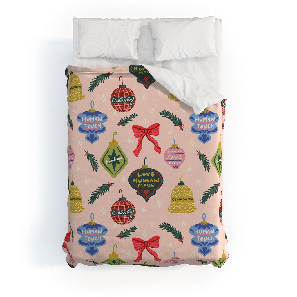 Design by Spark Love Human Made Christmas Ornaments Duvet Cover