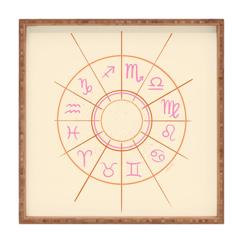 Little Om Zodiac Signs cream Square Tray