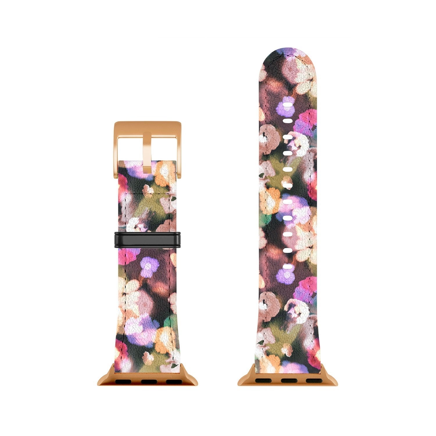 Ninola Design Botanic Retreat Ombre Abstract Watercolor Flowers Pink gold Apple Watch Band
