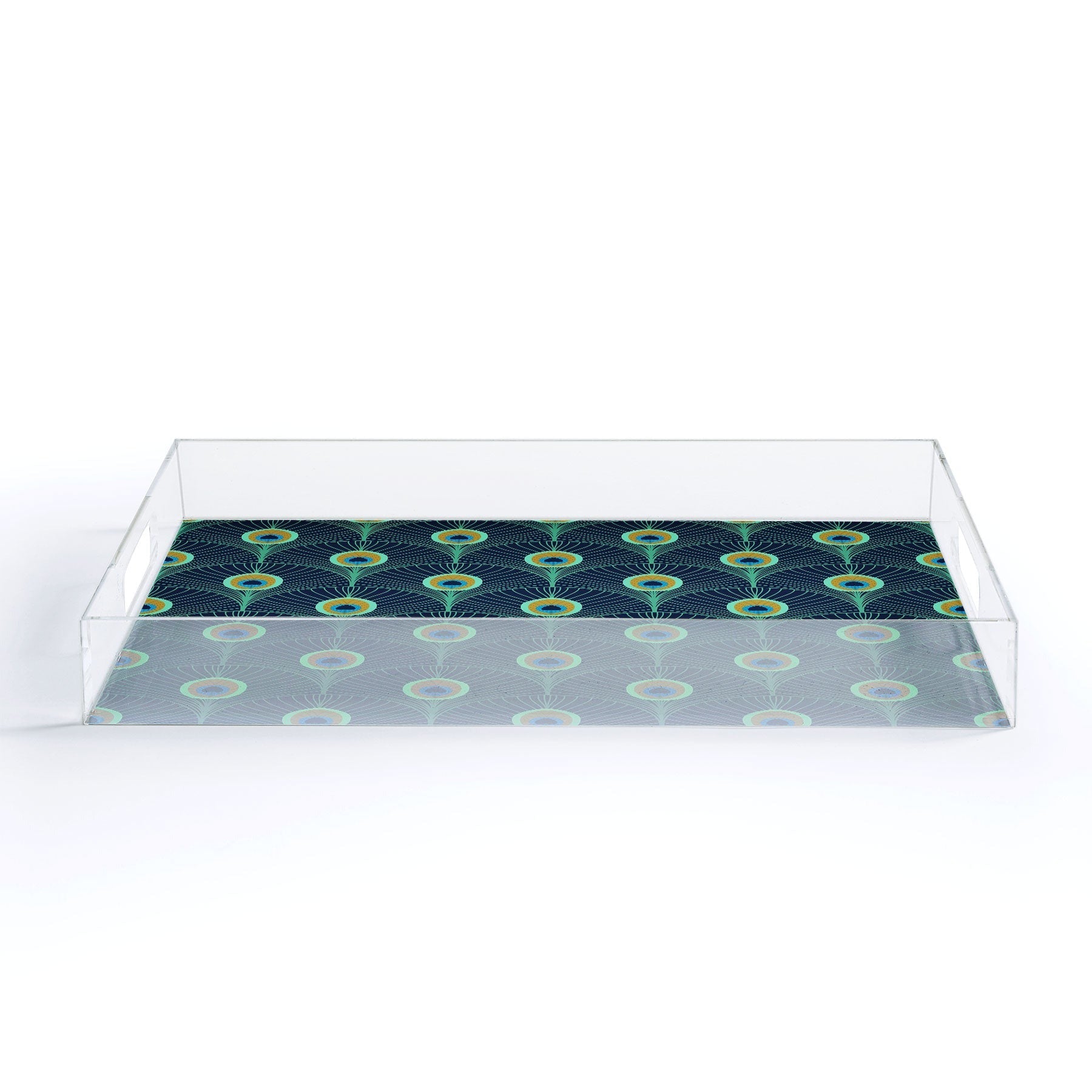 Design by Spark Peacock Deco Feathers Acrylic Tray