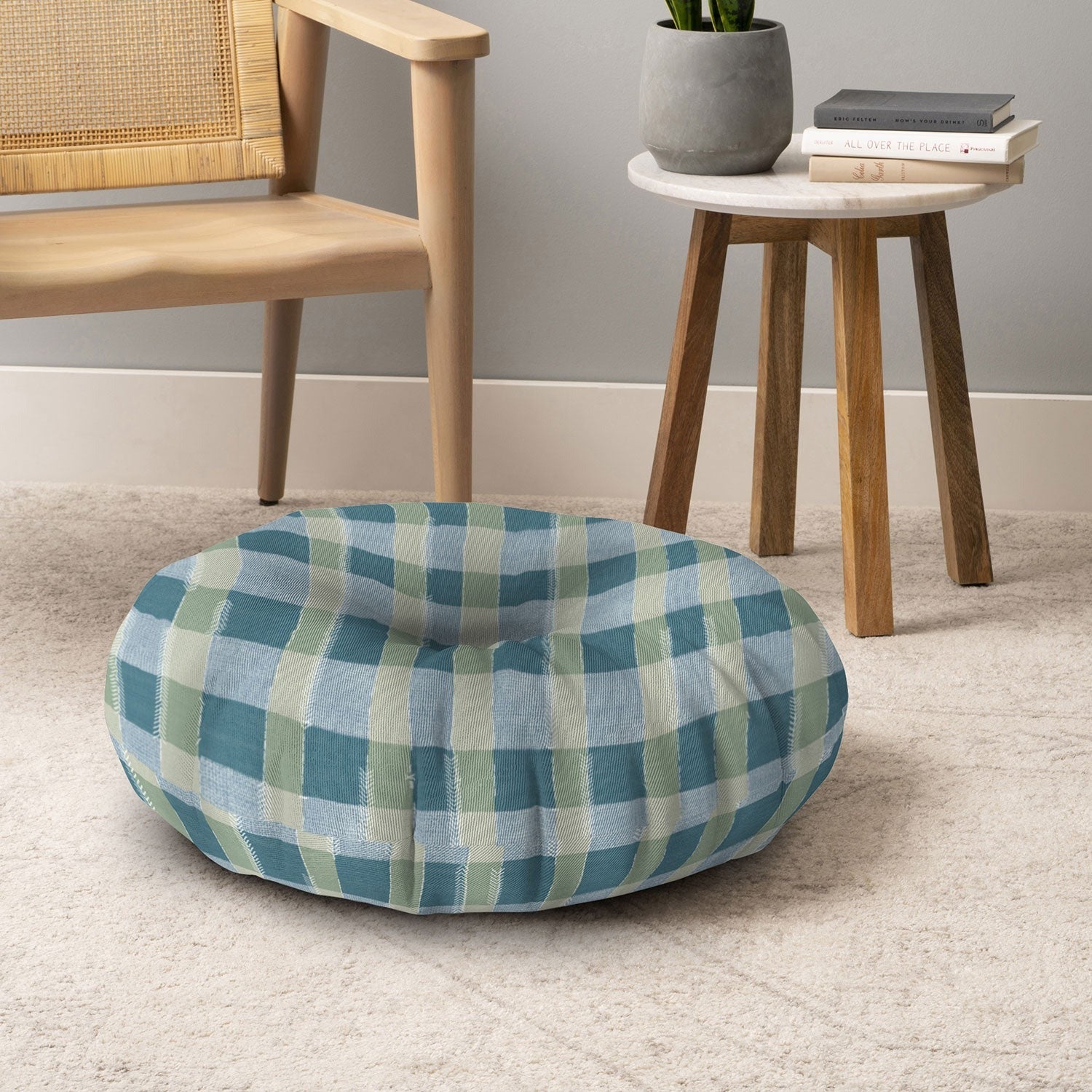 Marta Barragan Camarasa Country Style Checks Floor Pillow Round