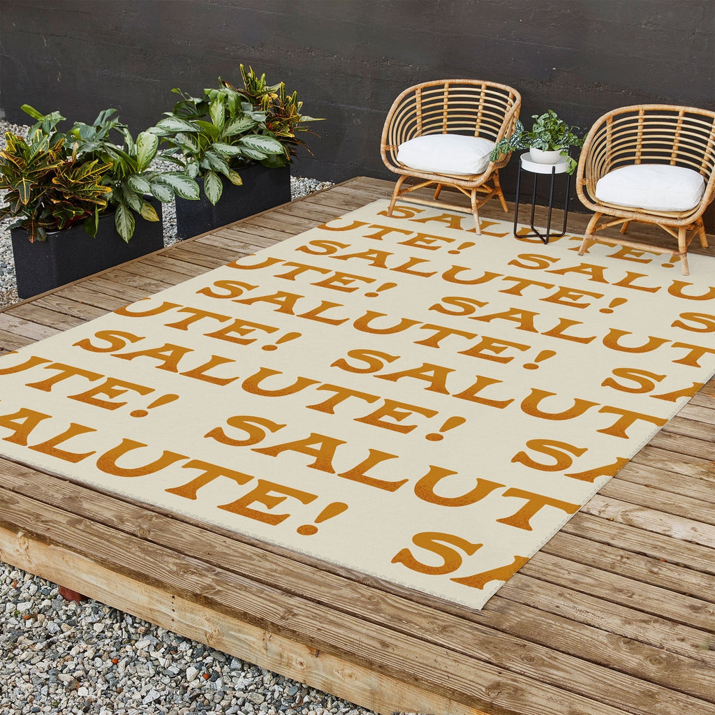 Jessica Molina Salute Gold Pattern on Cream Outdoor Rug