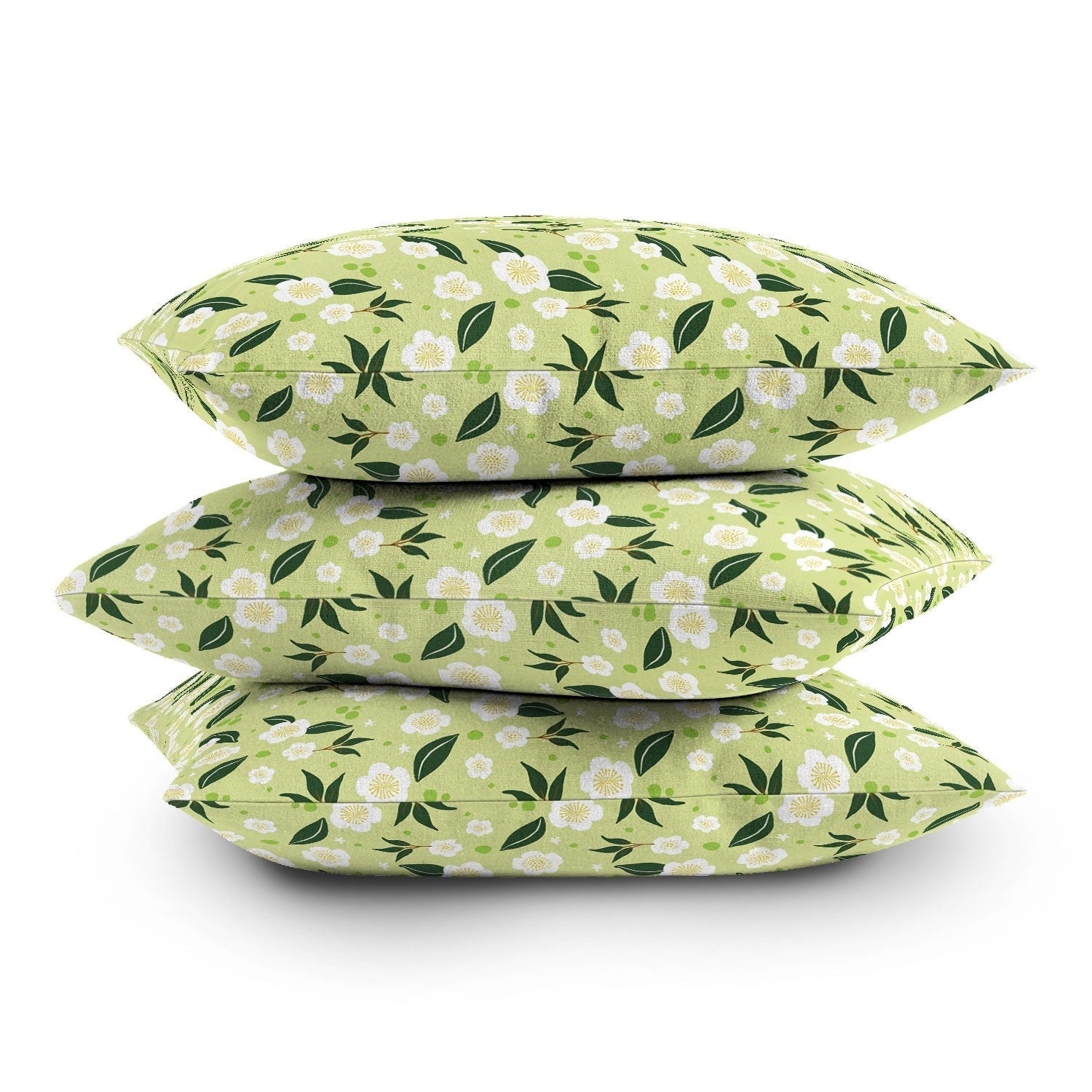 Design by Spark Matcha Tea Florals Outdoor Throw Pillow
