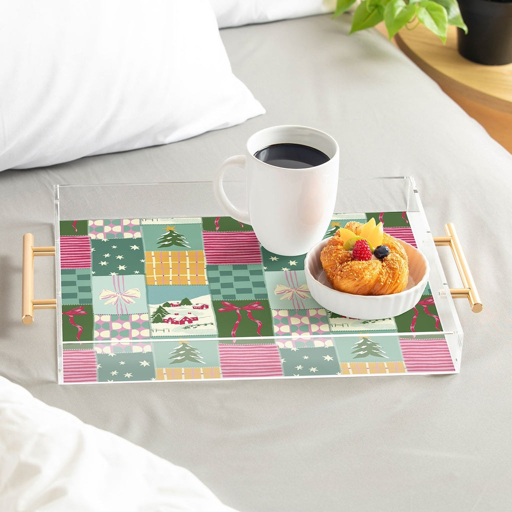 LouBruzzoni Cozy Christmas Patchwork Acrylic Tray