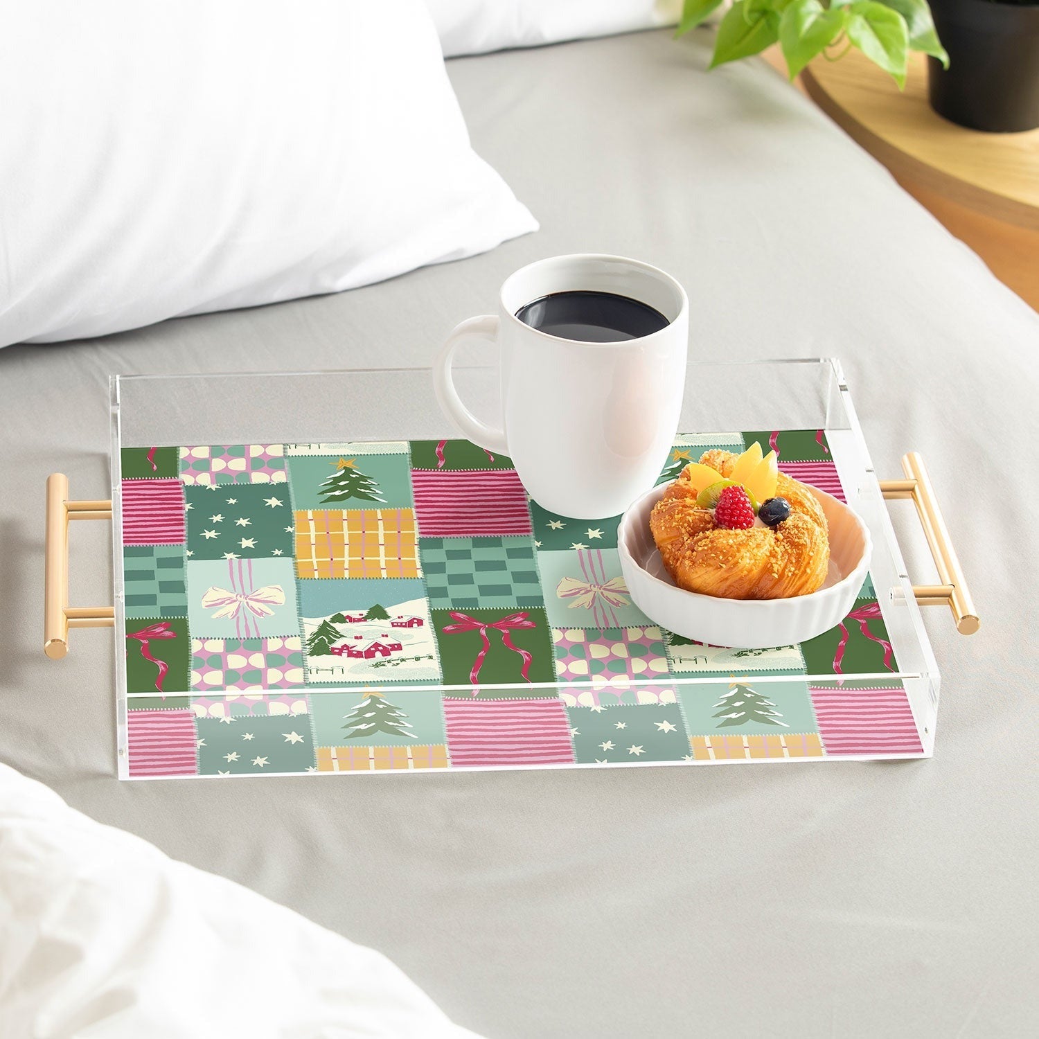 LouBruzzoni Cozy Christmas Patchwork Acrylic Tray