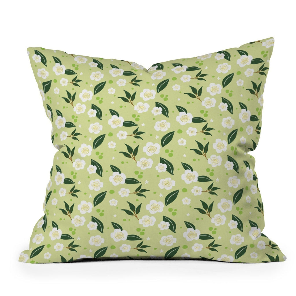 Design by Spark Matcha Tea Florals Throw Pillow