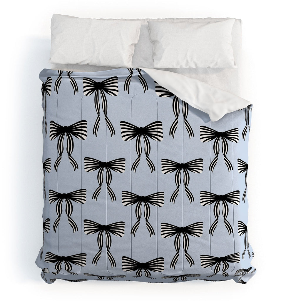 Design by Spark Black Striped Bows Comforter