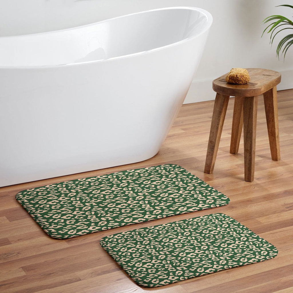 Avenie BR Cheetah Print In Green Memory Foam Bath Mat