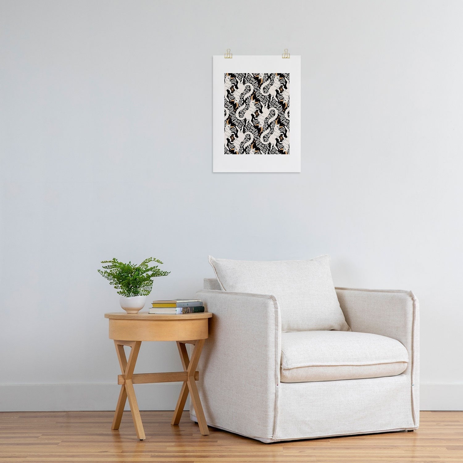 Avenie Celestial Cats Gold Art Print