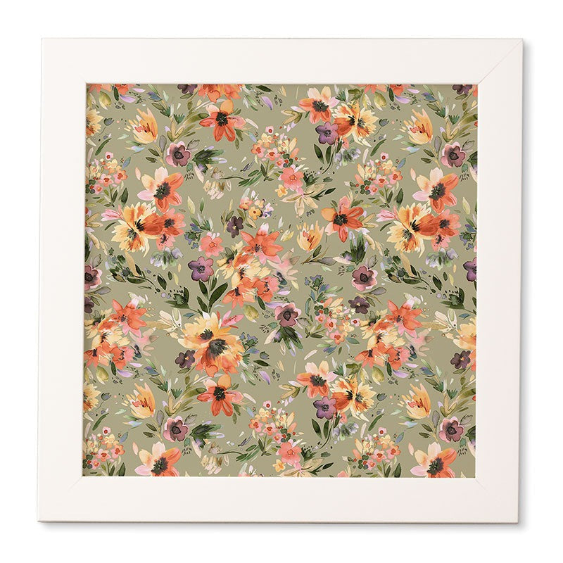 Ninola Design Botanic Retreat Floral Oleander Whimsical Teal Green Framed Wall Art