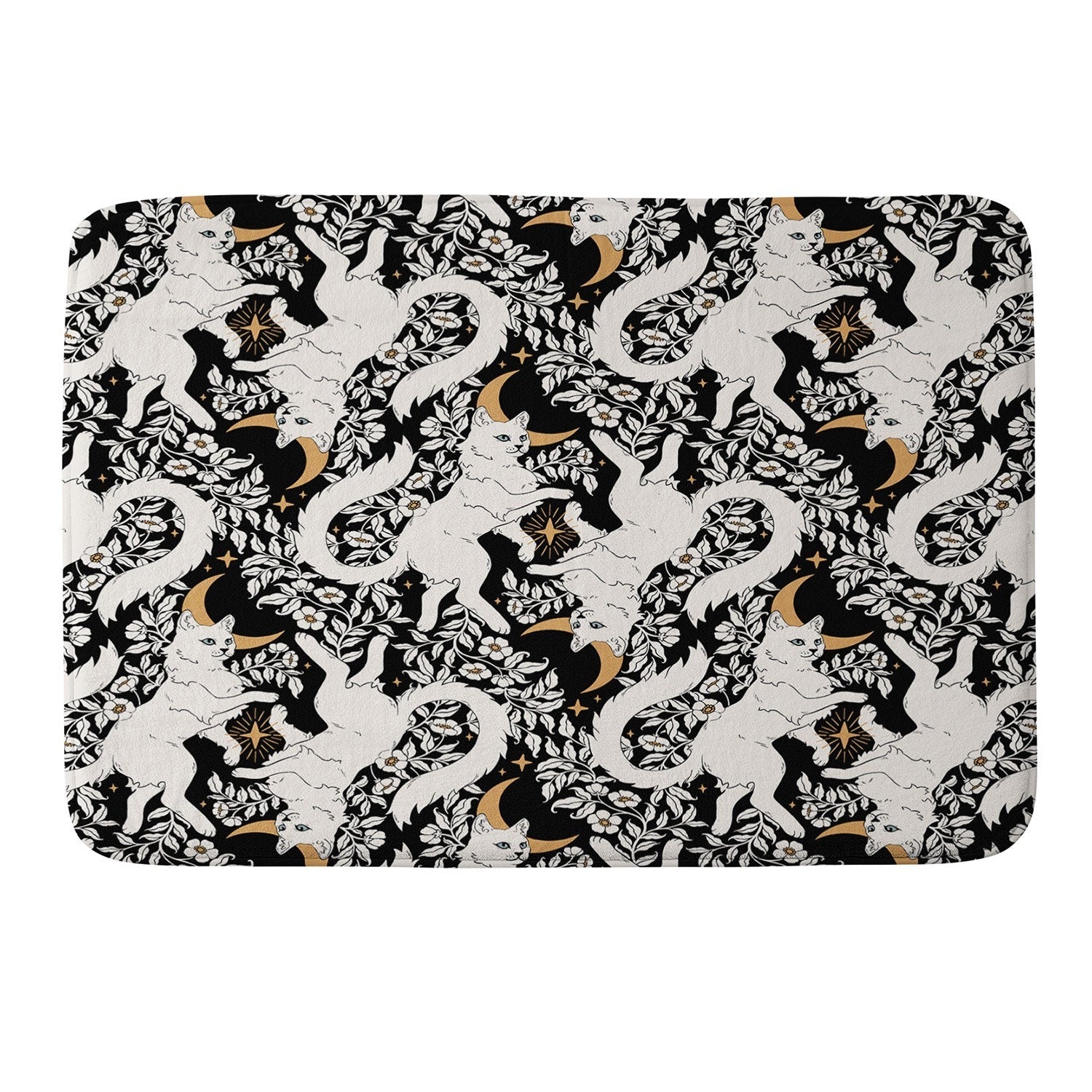 Avenie Celestial Cats Gold Memory Foam Bath Mat
