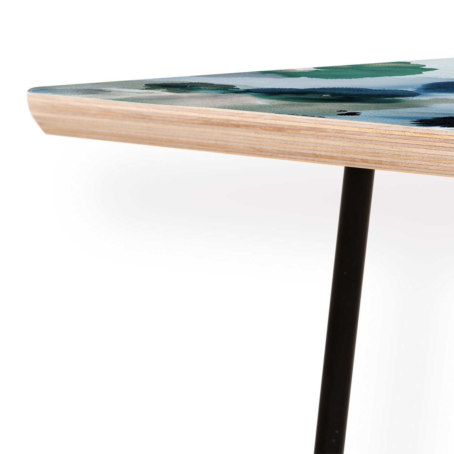 Ninola Design Botanic Retreat Ombre Abstract Watercolor Flowers Blue Navy Coffee Table