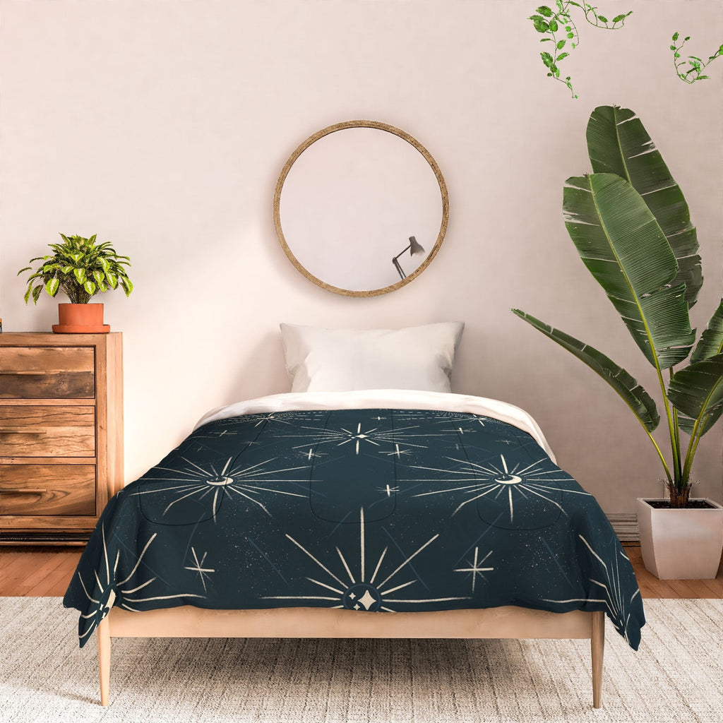 Little Om Pattern Little Moon navy Comforter