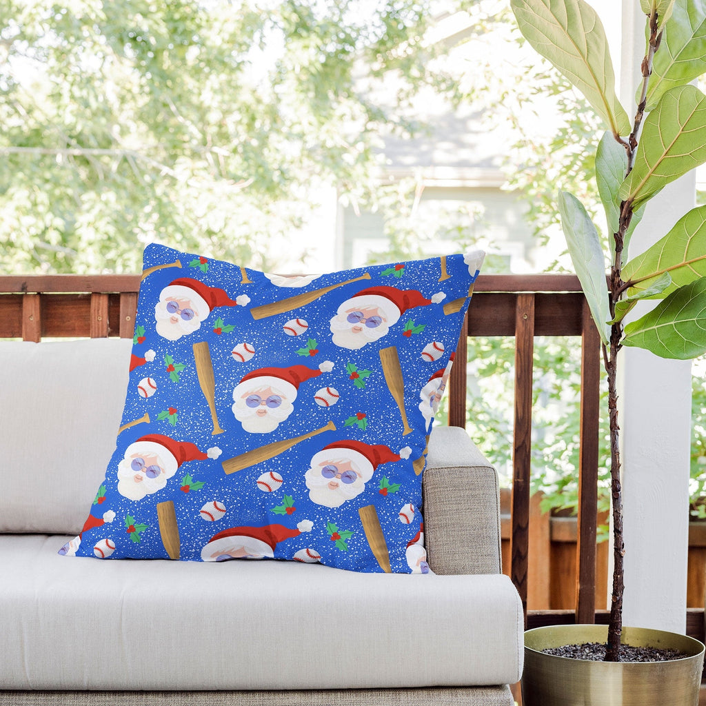 Design by Spark Sporty Baseball Santa Outdoor Throw Pillow