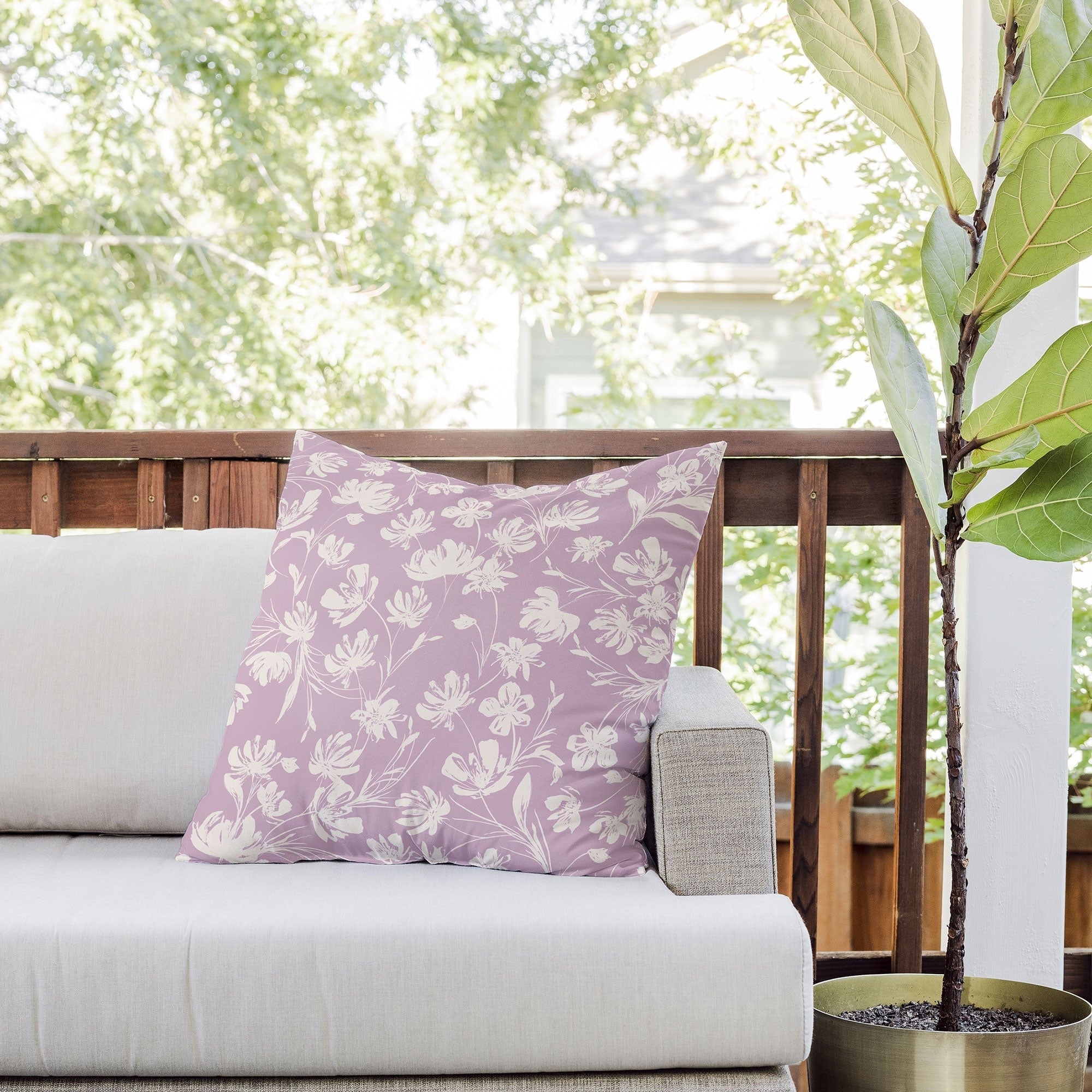Gabriela Fuente Martine Lilac Outdoor Throw Pillow
