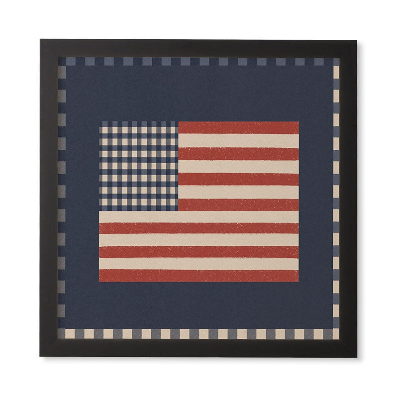 DENY Designs Gingham Flag Framed Wall Art