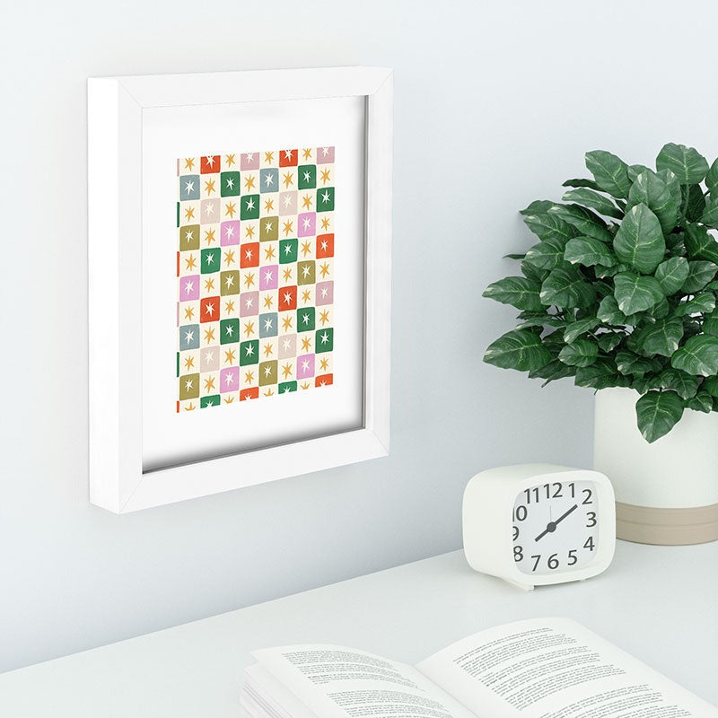 LouBruzzoni Retro Star Block Pattern Recessed Framing Rectangle