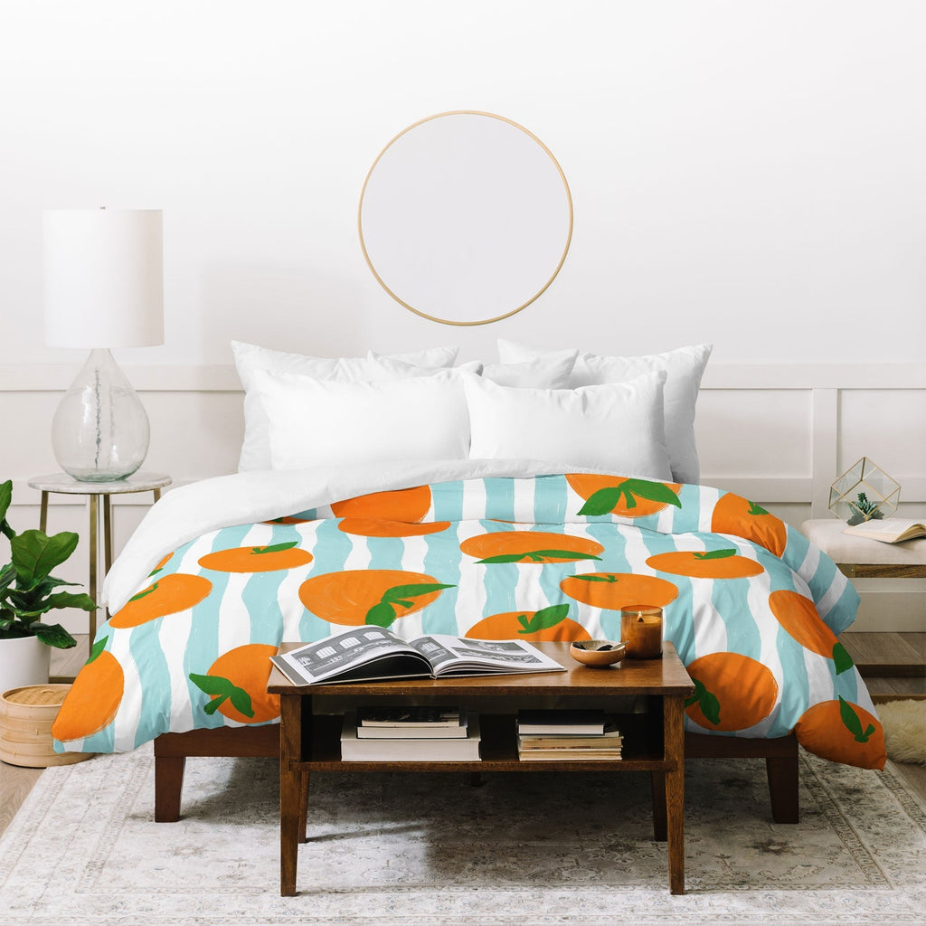 Design by Spark Zesty Oranges and Stripes Duvet Cover