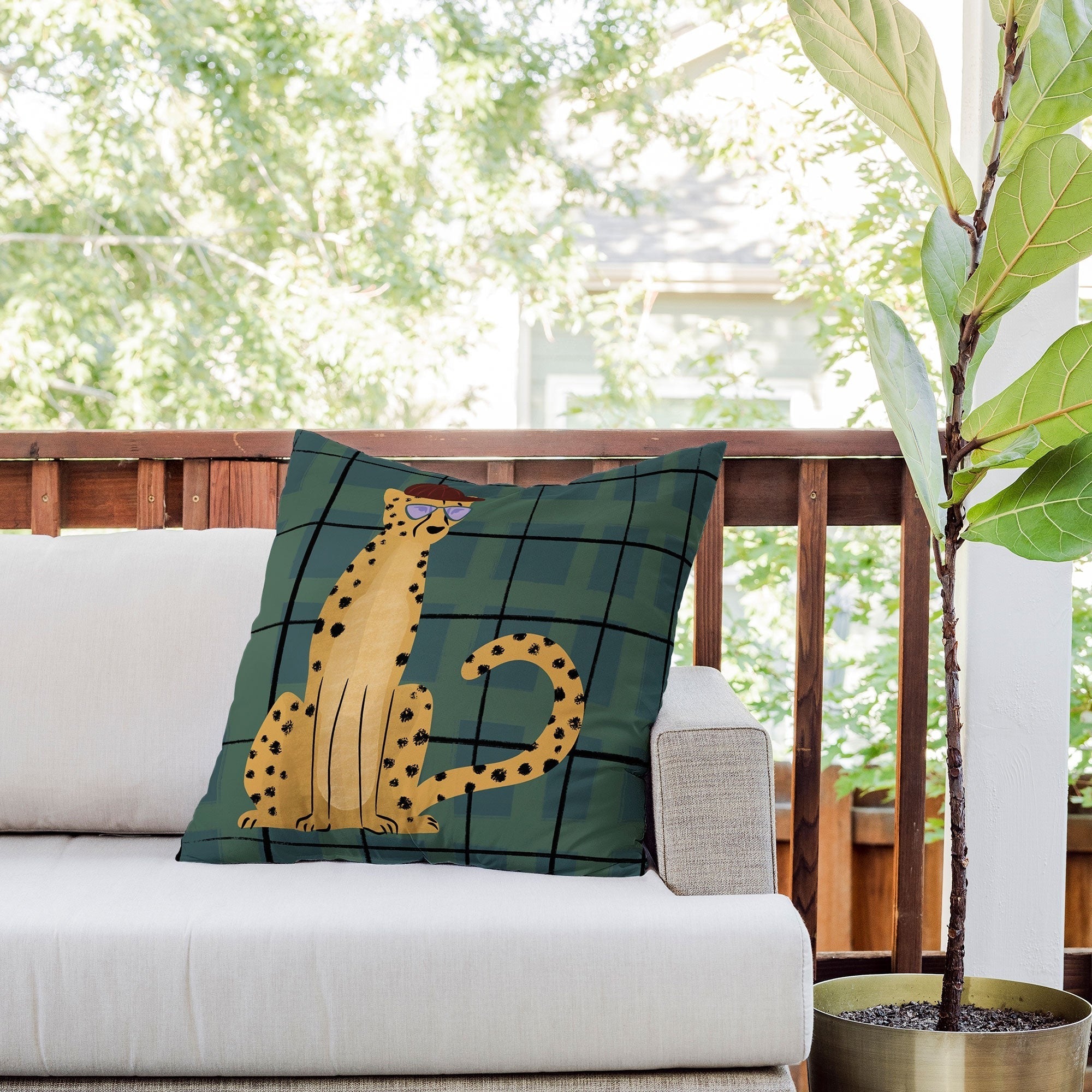 Design by Spark Cheetah Cool Cat Outdoor Throw Pillow