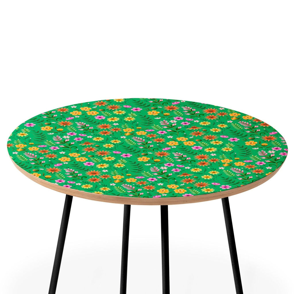 Pimlada Phuapradit Ditsy Spring Floral Green Round Side Table