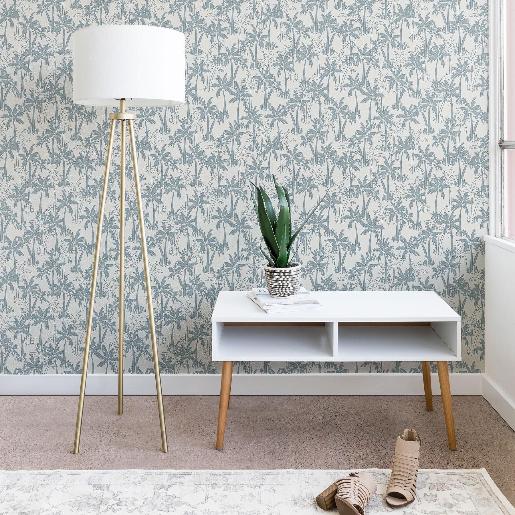 CoastL Studio Palm Forest Coastal Blue Wallpaper