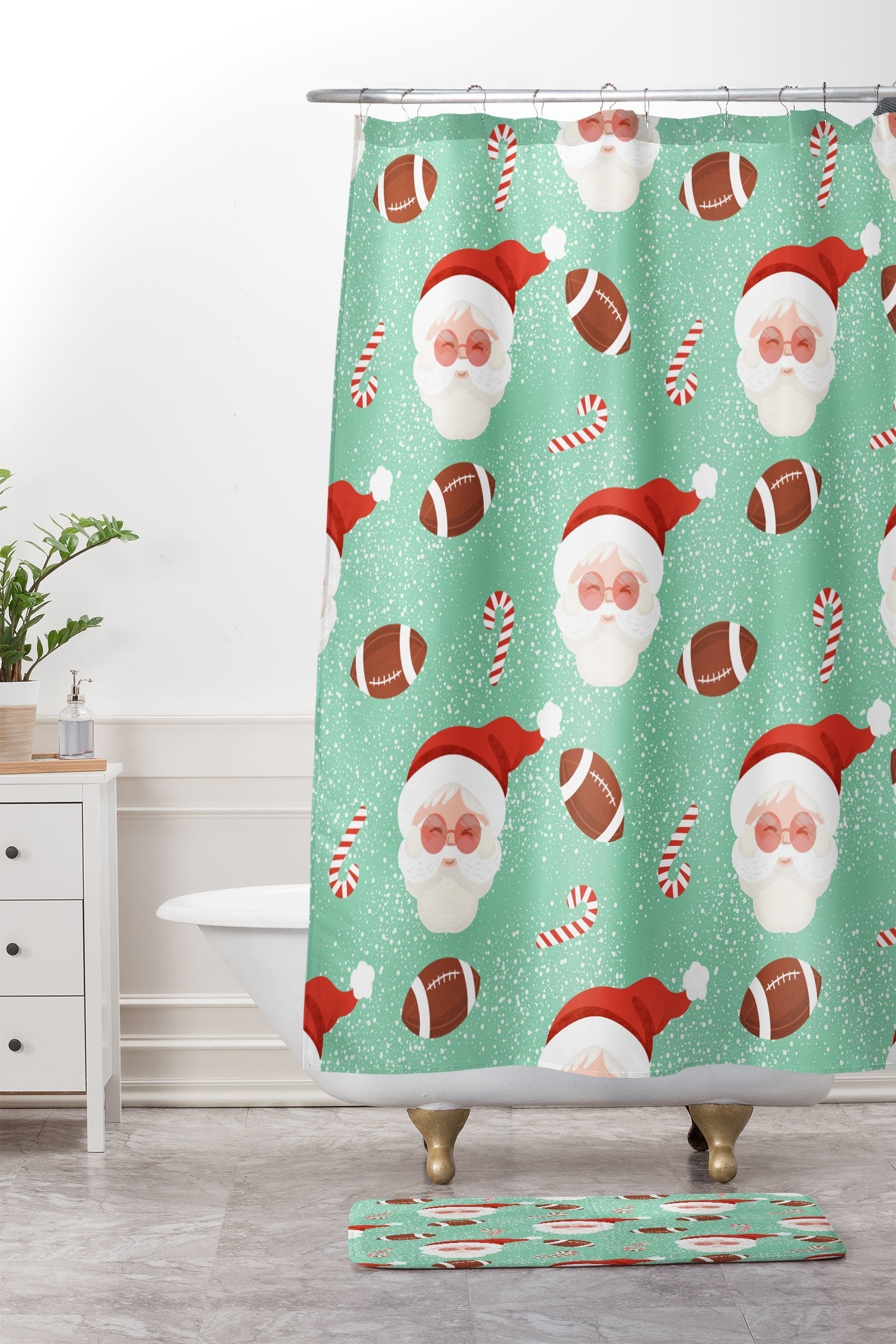 Design by Spark Sporty Football Santa Holiday Memory Foam Bath Mat