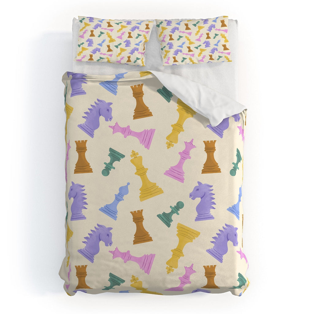 Design by Spark Chess Game Pieces Duvet Cover