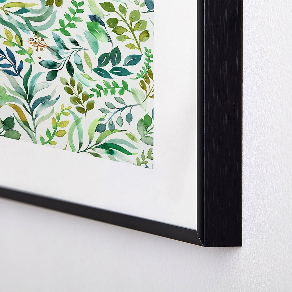 Ninola Design Botanic Retreat Loose Botanical Leaves Watercolor Green Metal Framed Art Print
