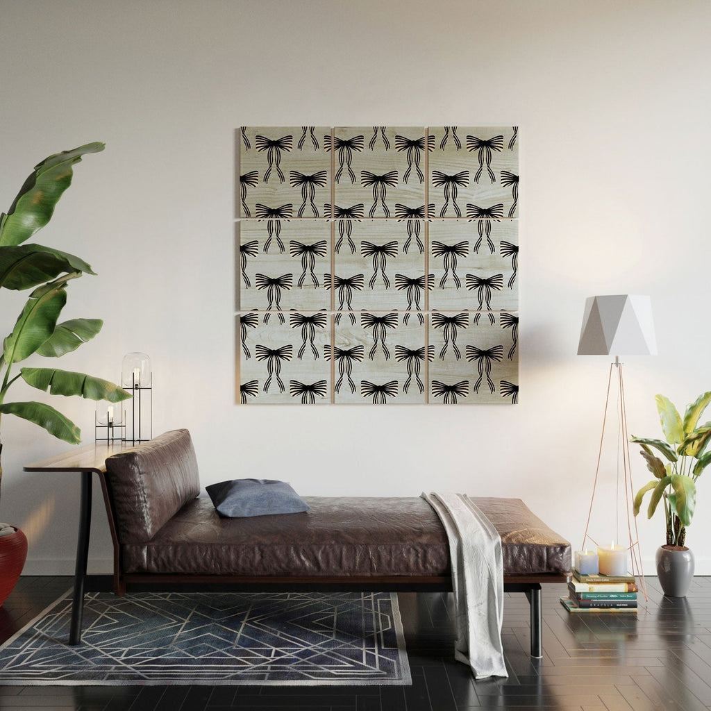 Design by Spark Black Striped Bows Wood Wall Mural