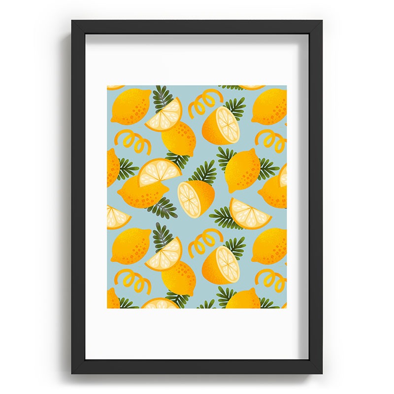 Jessica Molina Lemon Pattern on Sky Blue Recessed Framing Rectangle