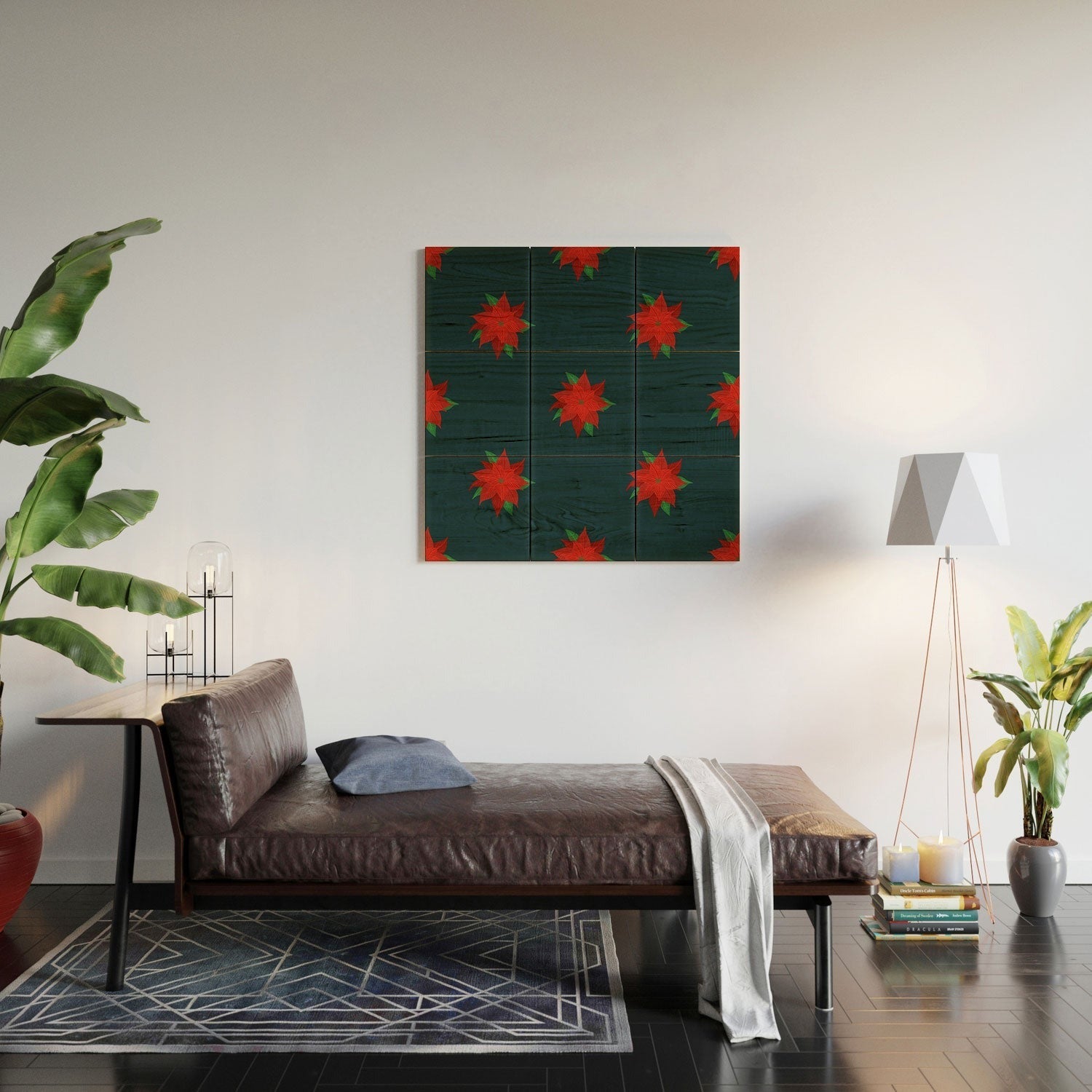 Design by Spark Poinsettia Florals Wood Wall Mural