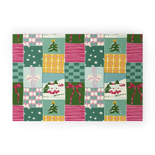LouBruzzoni Cozy Christmas Patchwork Welcome Mat